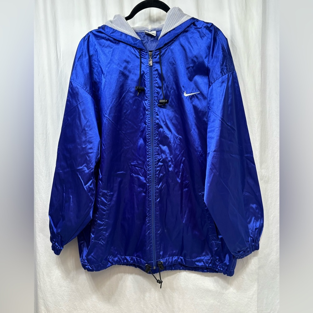 Nike Windbreaker Hooded Jacket Mens XL Blue Hoodie Packable Activewear Y2K